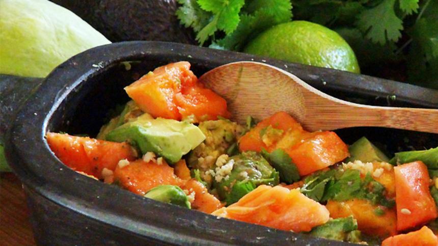Recept avocado papaya salade